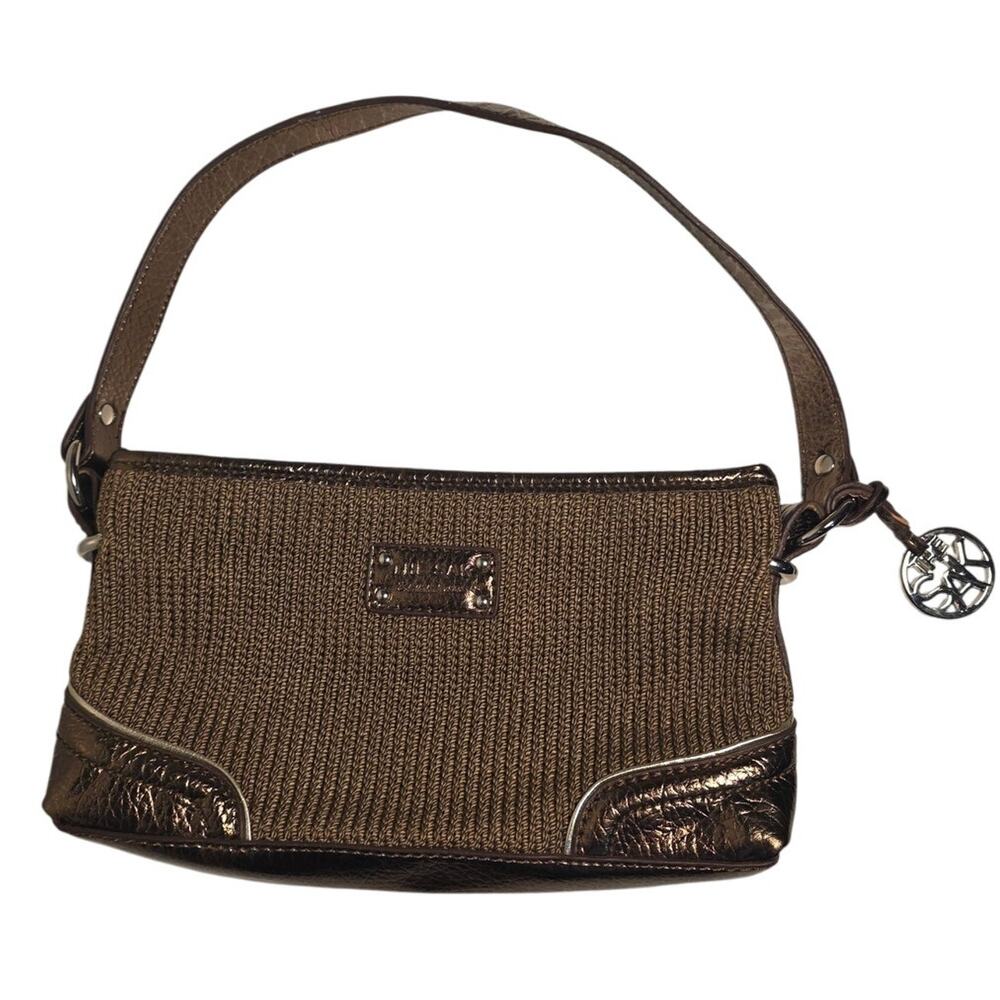 The Sak Bronze Knit Clutch Bag Womens Metallic Brown Y2K Vibe Handbag Chic Small